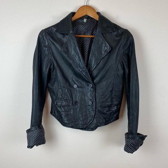 Joie Double Breasted Leather Jacket - Picture 1 of 10